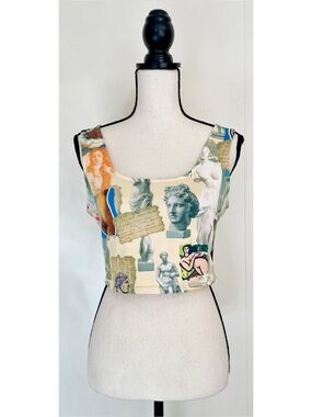 Fashion Nova Classic Art Print Cropped Tank Top